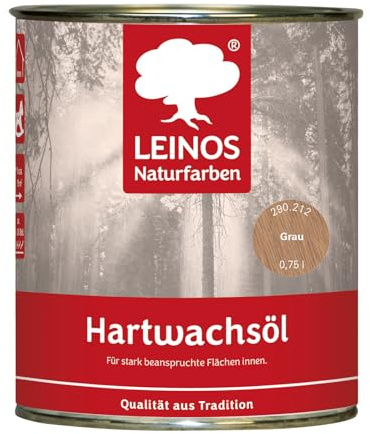 LEINOS Hartwachsöl 0,75 l Grau – natürliches, ergiebiges Holzöl für Fußböden, Möbel und Treppen | seidenmatt, pflegend, für alle Innenholzflächen geeignet, schützt vor Feuchtigkeit und Abnutzung