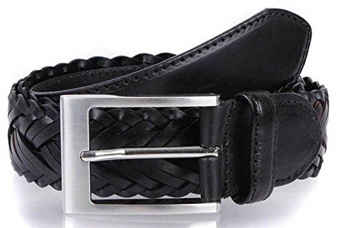 Dents Schwarz geflochtene Armband Leder Gürtel - mittelgroß