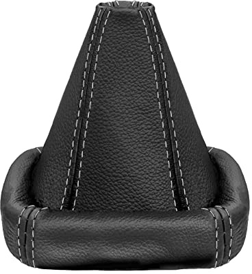 Schaltsack für VW Golf 2 3 Polo 6N für Passat 35i - aus echtem Leder - Schwarz - Grau - Schaltmanschette - Manschette für Gangschaltung - Schalthebelmanschette für Schaltgetriebe - Echtleder - A0025