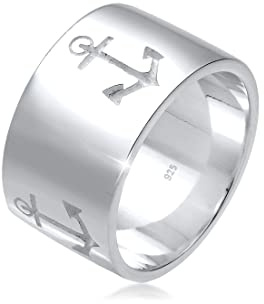 Elli Ring damer bandring ankare motiv maritim i 925 sterlingsilver, 58 EU, fasettad slipning, Utan