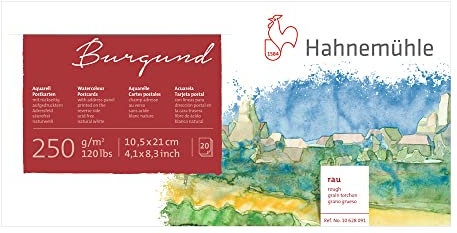 Hahnemühle Aquarell-Postkartenblock rau, 250g/m², 10.5 x 21cm, 20 Blätter