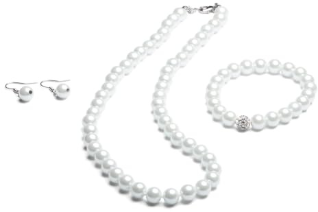 FlexiStore Perlenkette geknotet - Perlenarmband - Perlenohrringe - Set