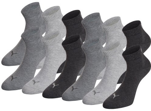 Puma - PUMA Unisex Quarter Quarters Socken 12er Pack, Calze sport, unisex, multicolore (800-anthracite/light grey mel/middle grey mel-3), 39/42