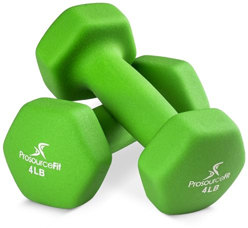 ProsourceFit Neoprene Dumbbell Coated for Non-Slip Grip, 4 lb, Lime