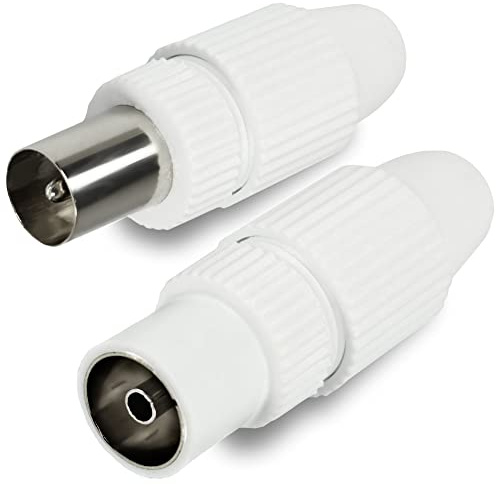 com-four® 2 teiliges Set, 1x SAT Stecker + 1x Kupplung, TV Antennen Koax