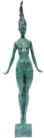 XXL Bronzefigur - Filigraner Frauenakt - Die Schwebende - signiert von Milo - Moderne Kunst Skulptur - Contemporary Art - Dekoration - 100% Bronze - Braun