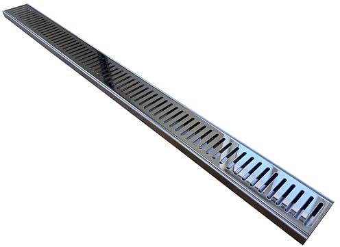 LivelyGreen Entwässerungsrinne Terrassenrinne Rinne DRAINRINNE 1000mm aus Edelstahl u.Aluminium Regenrinne Fassadenrinne extra flach