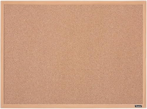 Quartet 35-380342Q Corkboard, Framed Bulletin Board, 17 x 23 Cork Board, Oak Finish Frame, Brown