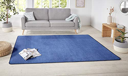 Hanse Home Nasty Läufer – Flauschiger Kurzflor Teppich Einfarbig Unifarben für Esszimmer, Wohnzimmer, Kinderzimmer, Flur, Schlafzimmer, Küche – Uni Blau, 80x150cm