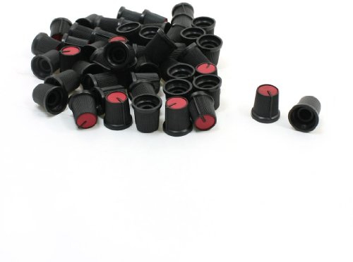 sourcing map 50 Stücke 6mm Potentiometer Schalter Knopf rot schwarz | 15/64\ Shaft od. Nonslip