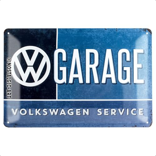 Nostalgic-Art Retro Blechschild, 20 x 30 cm, VW – Garage | Original Volkswagen Lizenzprodukt (OLP), aus Metall, Vintage Design, Blechschilder Sprüche, Geschenk-Idee für VW Bus Fans