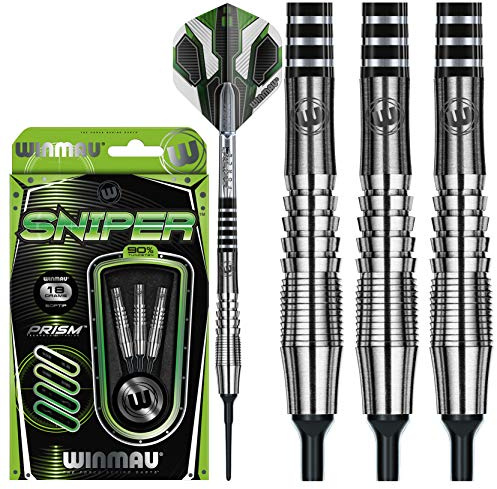 WINMAU Sniper 18 g Softip dartset i volfram med prisma och träd (stjälkar)