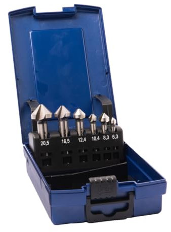 GSR PROFI HSS Kegelsenker Satz DIN 335 C, 90° Kegelsenker Set für metrische Senkkopfschrauben, 6-teilig, Senkbohrer, HSS Senker, Entgraten von Bohrlöchern, Metall-Kassette