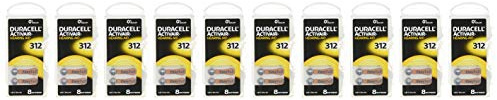 Duracell Activair Hearing Aid Batteries Size 312 (80 Batteries), Brown