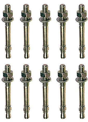 M8 x 120mm Through Bolt Wall Anchor Bolts - 10 Pack