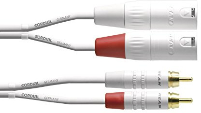 CORDIAL CABLES Câble audio double XLR mâles/Rca 3 m blanc CÂBLES AUDIO Essentials RCA