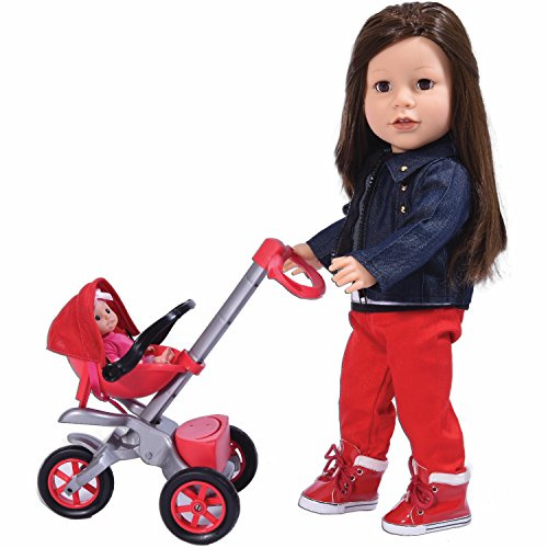 The New York Doll Collection Tschüss Baby Buggy Rot Buggy (Puppenwagen) zusammen mit Babypuppe (18 Zoll Puppe Nicht im Lieferumfang enthalten) für 18 Zoll / 46cm Puppen - Puppenwagen - Puppenzubehör