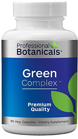 Professional Botanicals Green Complex - Vegan Non GMO Organic Spirulina Algae, Organic Barley Grass Eleuthero, Cordyceps, Rhodiola Rosea, Reishi, Ashwagandha Superfood Supplement - 90 Vegetarian Caps