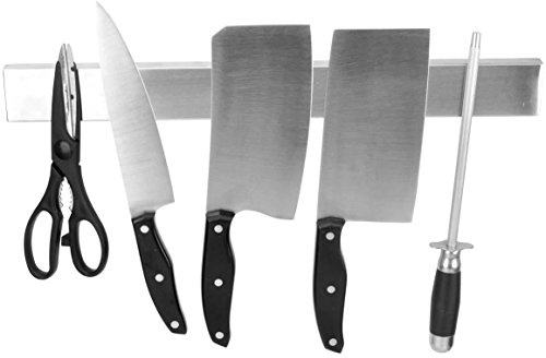 Homekit Magnetic Knife Holder Wall Rack Strip – Universal 18” Stainless Steel Powerful Silver Magnet Bar Mount for Space-Saving Storage of Kitchen Knives, Cutlery, Scissors & Metal Tools