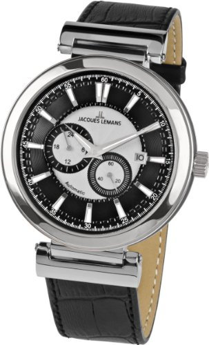 Jacques Lemans Herren Analog Automatik Uhr mit Leder Armband 1-1730A