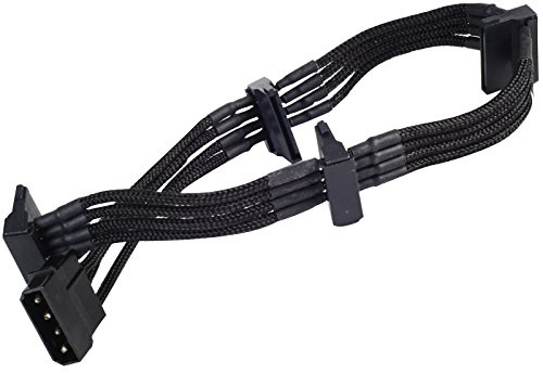 SilverStone SST-PP07-BTSB - Netzteilverlängerungskabel 30cm Molex auf 4x SATA, schwarz