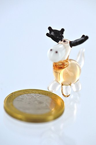 Unbekannt Elch Mini 2 braun - Miniatur Figur aus Glas Kleiner brauner Elch stehend - Glastier Glasfigur Setzkasten Vitrine Deko