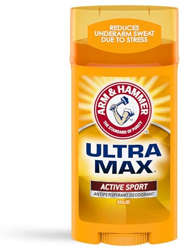Arm & Hammer Stick large de déodorant anti-transpirant invisible Ultramax Active Sport - 24 heures de propreté - 79 g (Ensemble de 6)