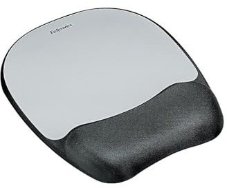Fellowes : Mouse Pad with Wrist Rest, Nonskid Back, 8 x 9-1/4, Silver -:- Sold as 2 Packs of - 1 - / - Total of 2 Each by Fellowes