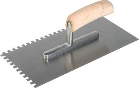 Hufa Glättekelle Stahl Holzgriff 280mm x 130mm 8x8mm gezahnt