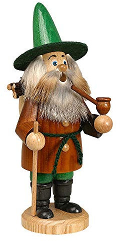 Drechselwerkstatt Uhlig DWU | Handgefertigter Erzgebirge Waldwichtel | Räuchermännchen | Weihnachtsdekoration | 20 cm | Holzsammler braun mit Gürtel