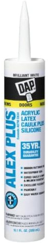 Dap 18101 ALEX PLUS Acrylic Latex Caulk Plus Silicone - White 10.1-oz Cartridge (18152)