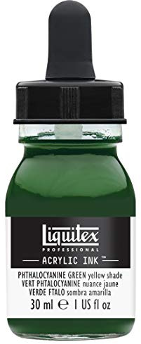 Liquitex 4260319 Liquid Professional Acrylic Paints - Ink, Highly Pigmented Airbrush Paint, Phthalocyanine Green, Yellow, Tone, 30 ml bottle
