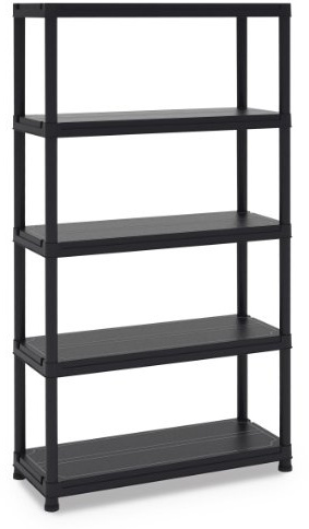 Toomax Universal 104-5 Scaffale salvaspazio a 5 ripiani in plastica resistente nera 100x40x180h cm, struttura componibile da garage, cantina o ufficio, ideale per carichi pesanti fino a 140kg