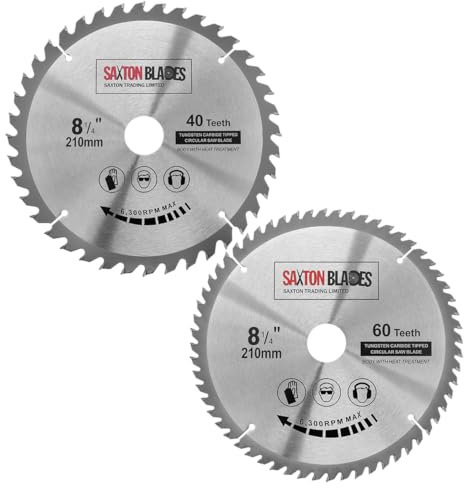 2x Saxton TCT Circular Wood Saw Blades 210mm x 30mm x 40T & 60T for Festool Bosch Makita Dewalt fits 216mm saws