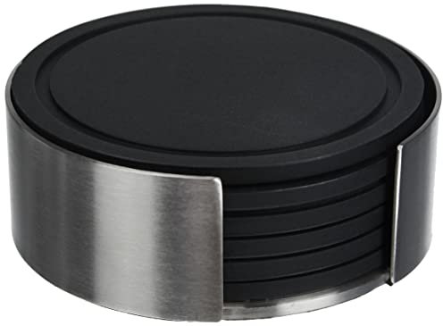 ZACK 20384 Vetro Glasuntersetzer mit Halter, Silikon, Set 6, 9 cm