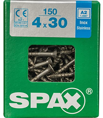 Spax 4197000400307 Flachkopfschrauben, Edelstahl, 30 mm, 150 Stück