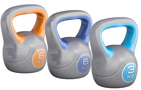 GORILLA SPORTS® Kettlebell 2–20 kg, Kunststoff, einzeln oder als Set | Bodenschonende Kugelhantel mit Kunststoffummantelung, mit oder ohne Ablage; für Home Gym, Fitness und Krafttraining