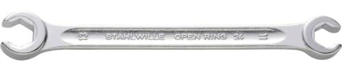 Stahlwille 41081012 Double Ended Open Ring Spanner No. 24 with Hexagon, Size 10 x 12mm, Metric, Head angled at 10 deg, Chrome Plated Finish, Made in Germany