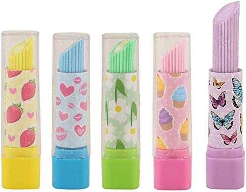 10 X Rouge à lèvres GOMME / caoutchoucs FILLES FÊTE accessoires - Assortiment de couleurs