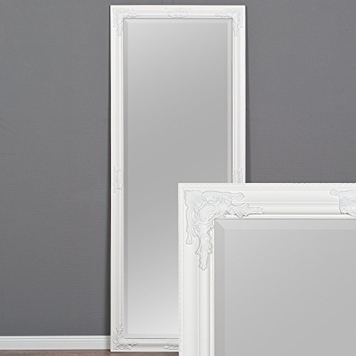 LEBENSwohnART Wandspiegel BESSA pur weiß 180x70cm barock Spiegel Design pompös Holzrahmen