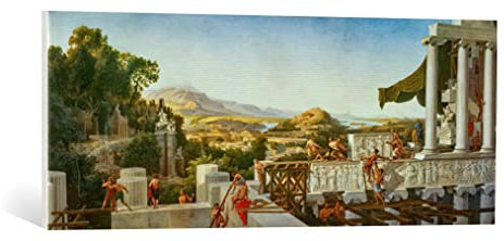 kunst für alle Leinwandbild: August Wilhelm Julius Ahlborn Blick in Griechenlands Blütezeit - hochwertiger Druck, Leinwand auf Keilrahmen, Bild fertig zum Aufhängen, 100x40 cm