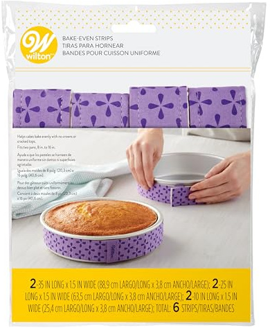 Wilton Bake Even Cake Strips Backstreifen, 6 Stück | Verstellbare Kuchenstreifen für gleichmäßig Backen, Verhindert Wölbungen und Risse, Kuchenbackbänder, Ofenfest