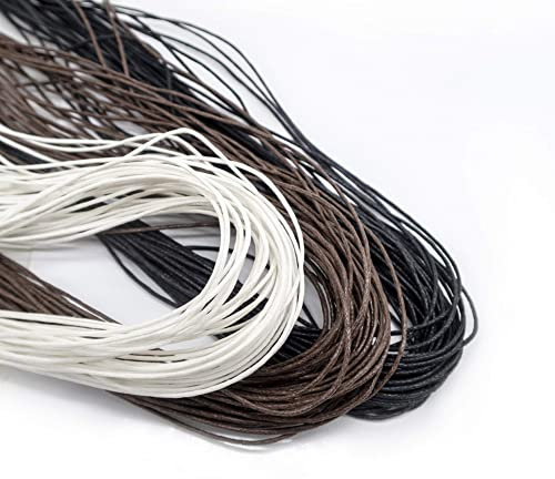 TOAOB 105 Metres Waxed Cotton Cords Braided Cotton Cord Black Brown White Thread Beading Strings 1mm for Jewellery Making Craft Decoration