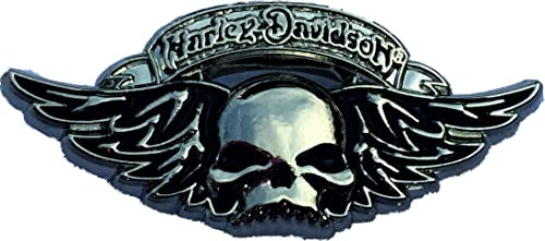 Mainly Metal Biker-Pin, Silber, Totenkopf und Flügel, verchromt, Schweine-Chopper-Bobber