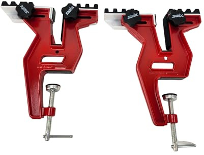 Swix Snowboard-Vise, Rot, Aluminium und Gummi, Profi-Schraubstock für Snowboard-Tuning
