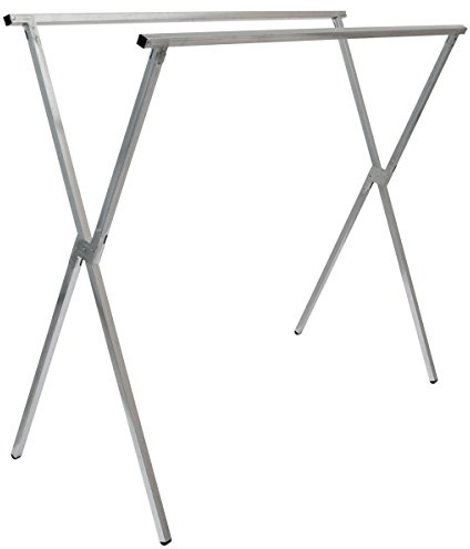 EYEPOWER klappbarer Kleiderständer 2 Aufhängestangen Garderobenständer Wäscheständer 150cm lang Mehrzweckstand 100% Metall Silber