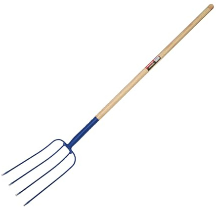 Neilsen CT0435 Manure Fork With Ash Wood Long Handle for Picking Up and Moving Manure Farm and Equestrian Use