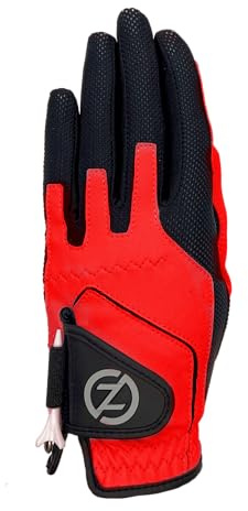 Zero Friction Fricción Cero Junior Guantes de Golf sintético Compression-FIT, Universal fit Talla única, Niños, Color Rojo, tamaño Talla única