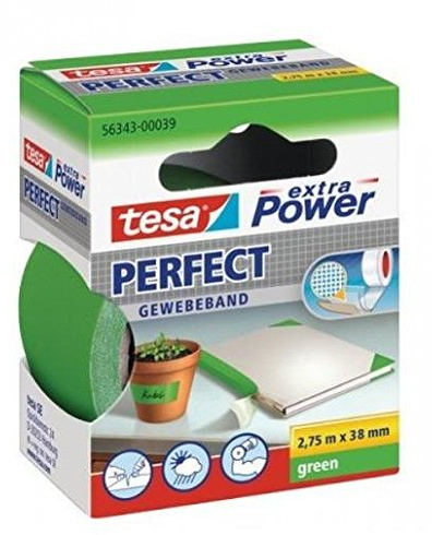 Tesa – Lote de 10 cintas forradas adhesiva extra power 38 mm x 2,75 m verde