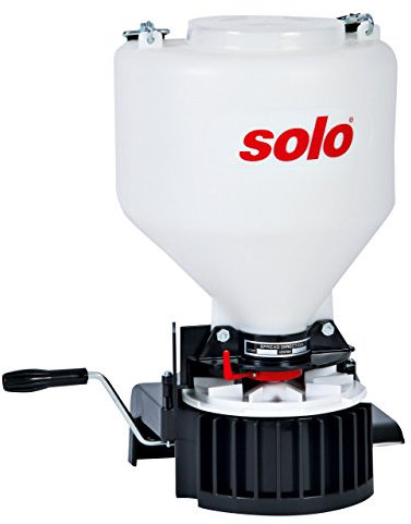 Solo 421 Granulatstreuer, Samenstreuer, Winterstreugut Streuer, weiß, 28 x 25 x 48 cm